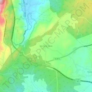 Topografische kaart Vila Chã do Monte, hoogte, reliëf