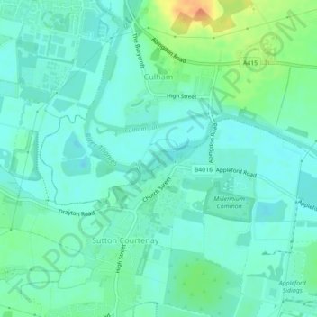Topografische kaart Sutton Pools, hoogte, reliëf