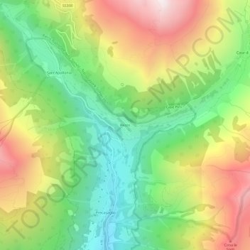Topografische kaart Pezzo, hoogte, reliëf