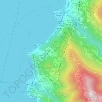 Topografische kaart Regoledo, hoogte, reliëf