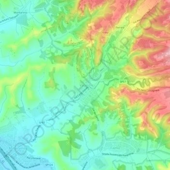 Topografische kaart Vaggio, hoogte, reliëf
