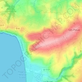 Topografische kaart Le Val Mulet, hoogte, reliëf
