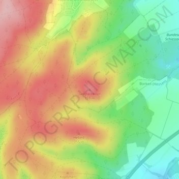 Topografische kaart Jungfernkopf, hoogte, reliëf