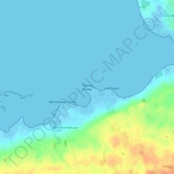 Topografische kaart Tornæs Hoved, hoogte, reliëf