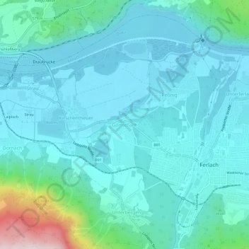 Topografische kaart Görtschach, hoogte, reliëf