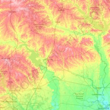 Topografische kaart Polk, hoogte, reliëf