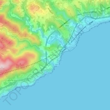 Topografische kaart San Giacomo, hoogte, reliëf