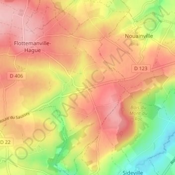 Topografische kaart Le Saussey, hoogte, reliëf