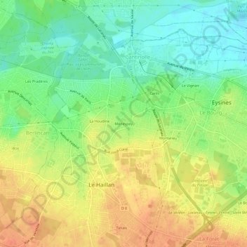 Topografische kaart Ménespey, hoogte, reliëf