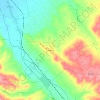 Topografische kaart Arreciadas, hoogte, reliëf
