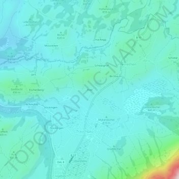 Topografische kaart Ried, hoogte, reliëf