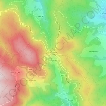 Topografische kaart La Croix du Sud, hoogte, reliëf