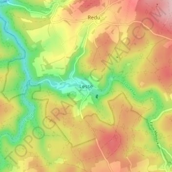 Topografische kaart Lesse, hoogte, reliëf