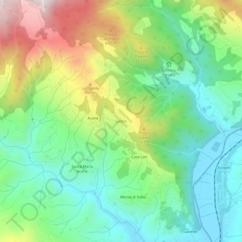 Topografische kaart Lastro, hoogte, reliëf