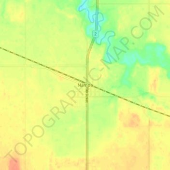 Topografische kaart Nampa, hoogte, reliëf