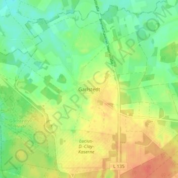 Topografische kaart Garlstedt, hoogte, reliëf