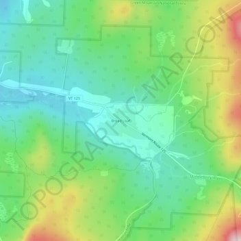 Topografische kaart Bread Loaf, hoogte, reliëf