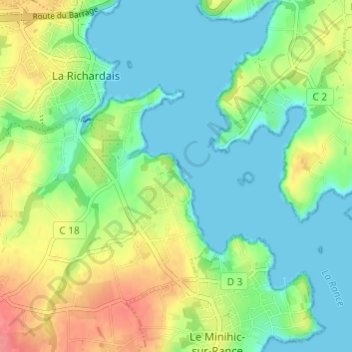 Topografische kaart Jouvente, hoogte, reliëf