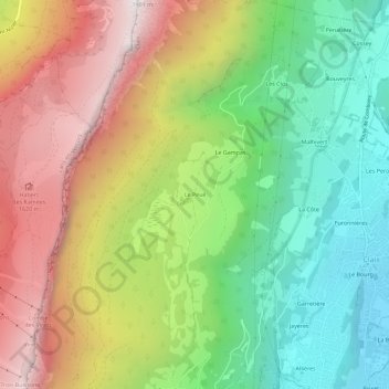 Topografische kaart Le Peuil, hoogte, reliëf