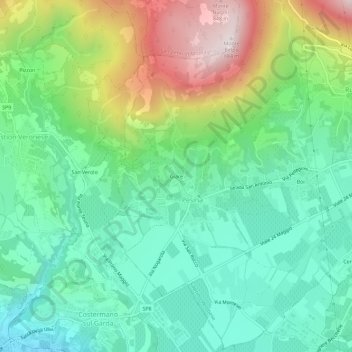 Topografische kaart Giare, hoogte, reliëf
