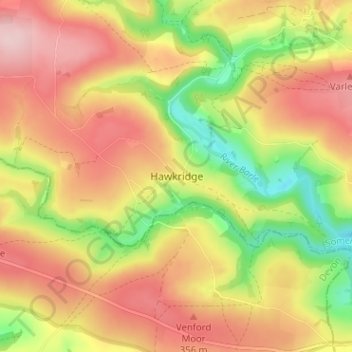 Topografische kaart Hawkridge, hoogte, reliëf