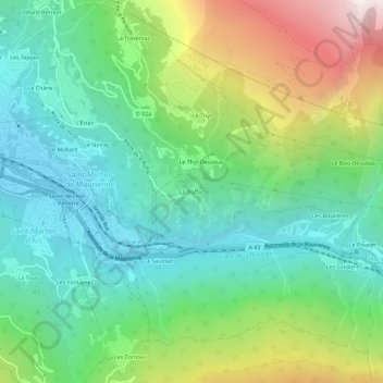 Topografische kaart La Buffaz, hoogte, reliëf