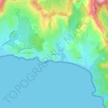 Topografische kaart Cavalière, hoogte, reliëf