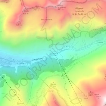 Topografische kaart Le Fornet, hoogte, reliëf