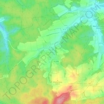 Topografische kaart Lauterbrunn, hoogte, reliëf