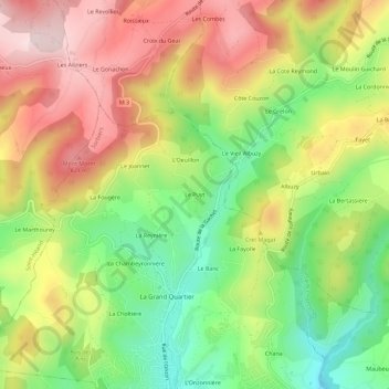 Topografische kaart Le Puyt, hoogte, reliëf