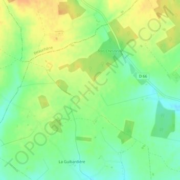 Topografische kaart La Champignelle, hoogte, reliëf