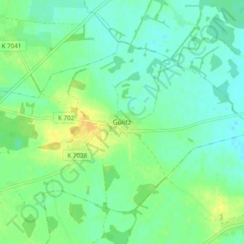 Topografische kaart Gülitz, hoogte, reliëf