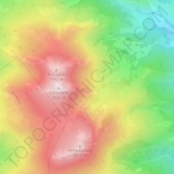 Topografische kaart Las Llanas, hoogte, reliëf