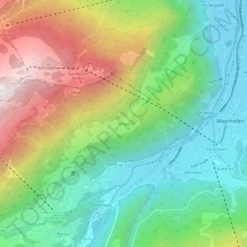 Topografische kaart Astegg, hoogte, reliëf