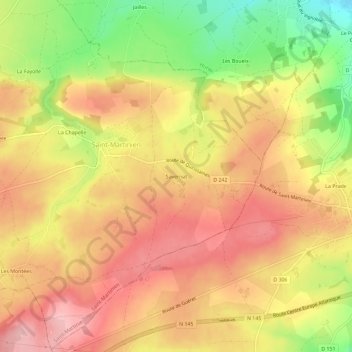 Topografische kaart Savernat, hoogte, reliëf
