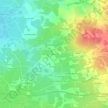 Topografische kaart La Tournerie, hoogte, reliëf
