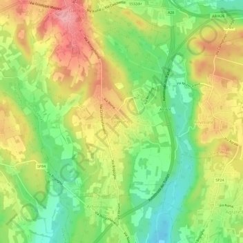 Topografische kaart Veruno, hoogte, reliëf