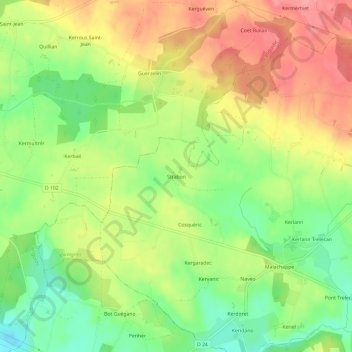 Topografische kaart Strabon, hoogte, reliëf