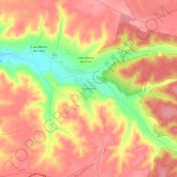 Topografische kaart Semideiro, hoogte, reliëf