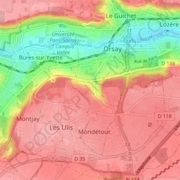 Topografische kaart La Boissière, hoogte, reliëf