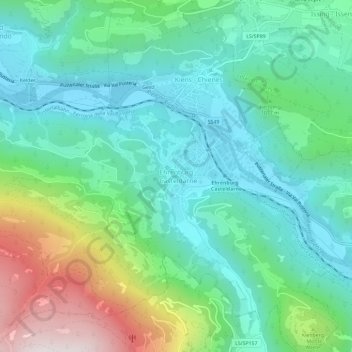 Topografische kaart Ehrenburg - Casteldarne, hoogte, reliëf