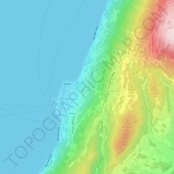 Topografische kaart Coi, hoogte, reliëf