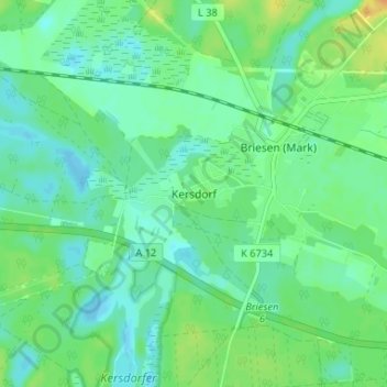 Topografische kaart Kersdorf, hoogte, reliëf