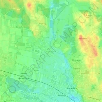 Topografische kaart Mietraching, hoogte, reliëf