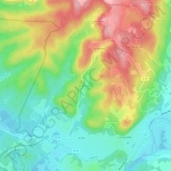 Topografische kaart Les Barraques, hoogte, reliëf