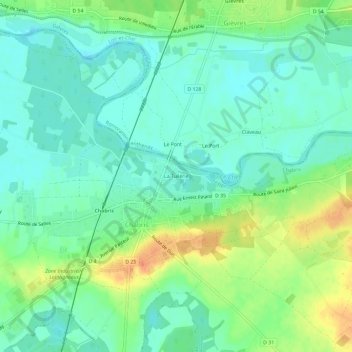 Topografische kaart La Tuilerie, hoogte, reliëf