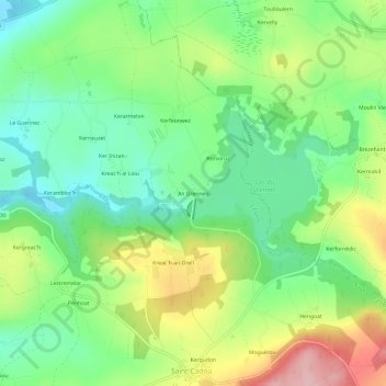 Topografische kaart An Drenneg, hoogte, reliëf