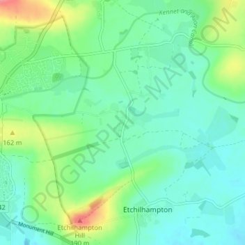 Topografische kaart Coate, hoogte, reliëf