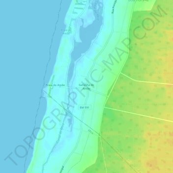 Topografische kaart Gafanha do Areão, hoogte, reliëf
