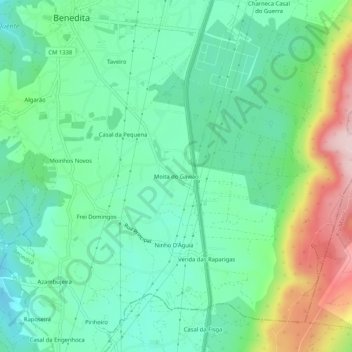 Topografische kaart Moita do Gavião, hoogte, reliëf